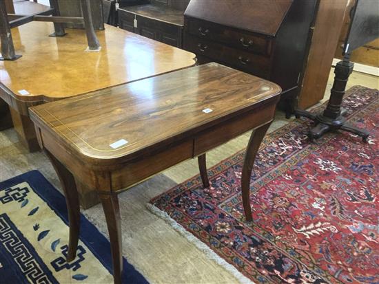 Brass inlaid rosewood Regency card table